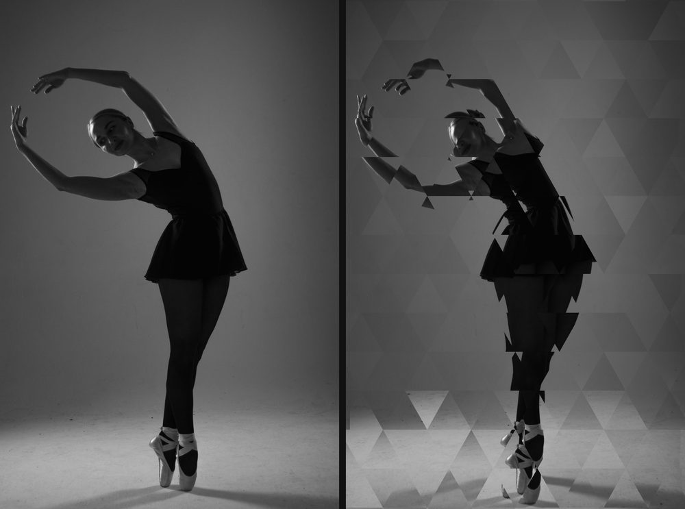 Before and after: the original ballet photo next to the Trimaginator version
